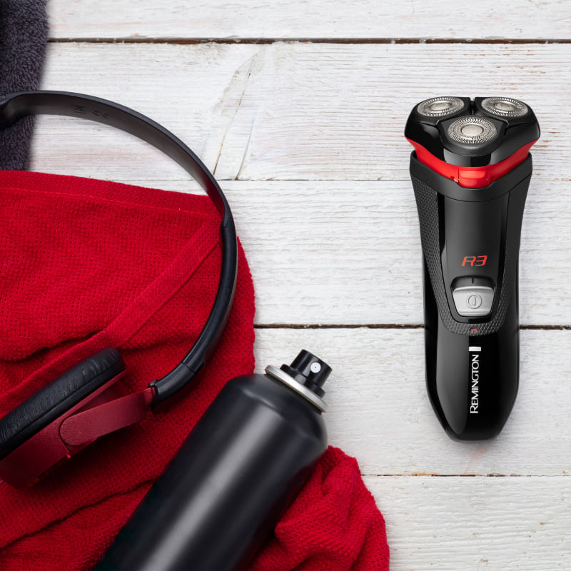 Remington-R3000-rasoio-elettrico-Rotazione-Trimmer-Nero-Rosso