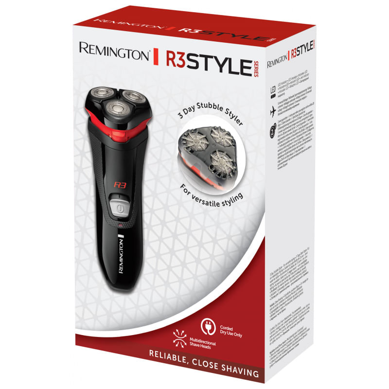 Remington-R3000-rasoio-elettrico-Rotazione-Trimmer-Nero-Rosso