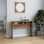 Tavolino-Consolle-Rovere-Marrone-105x30x80-cm-Legno-Multistrato