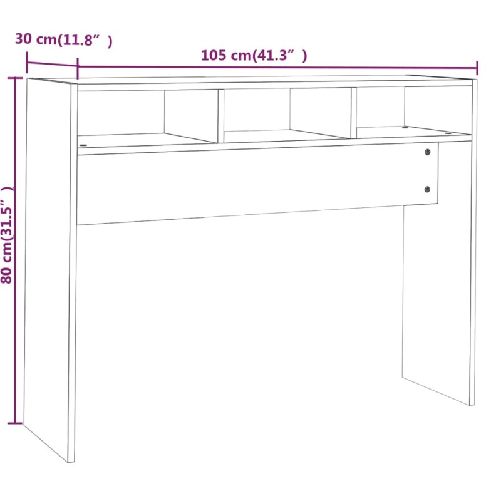 Tavolino-Consolle-Rovere-Marrone-105x30x80-cm-Legno-Multistrato