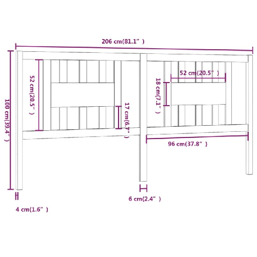 Testiera-per-Letto-206x4x100-cm-in-Legno-Massello-di-Pino
