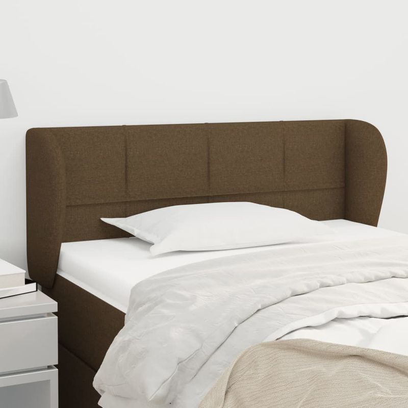Testiera-ad-Orecchio-Marrone-Scuro-83x23x78-88-cm-in-Tessuto