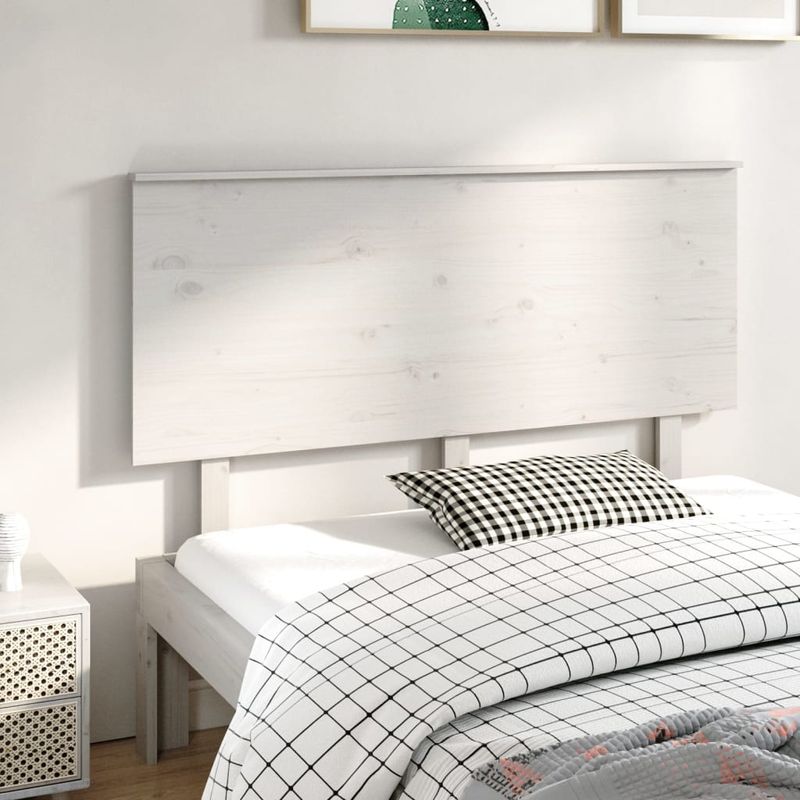 Testiera-per-Letto-Bianca-154x6x825-cm-Legno-Massello-di-Pino