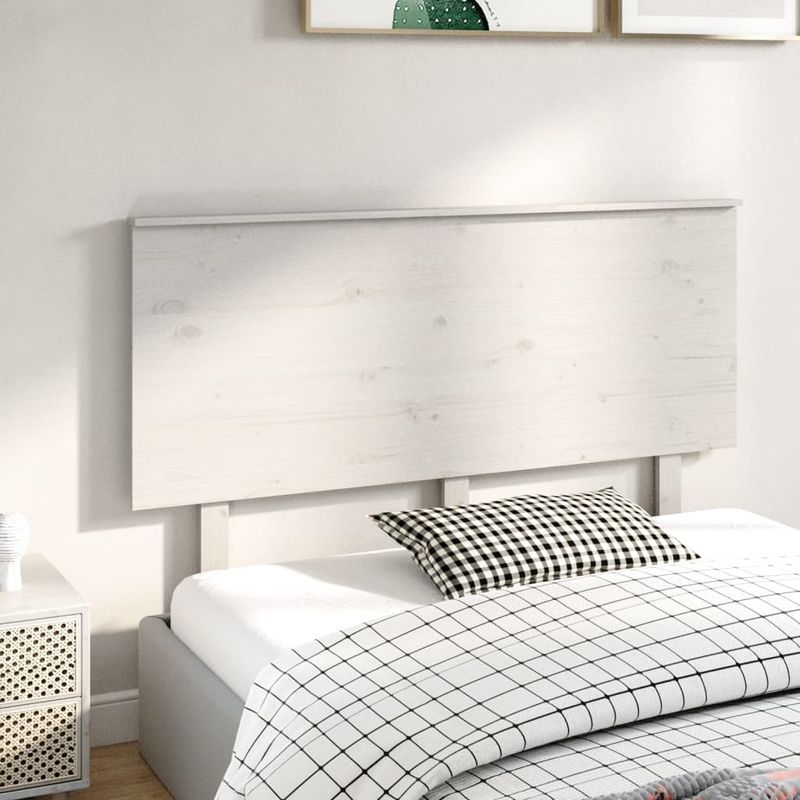 Testiera-per-Letto-Bianca-154x6x825-cm-Legno-Massello-di-Pino