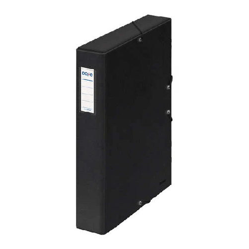 Dohe Project Box Spine 5cm - Cartone rivestito in carta stampata e plastificata - Chiusura con elastici - Colore nero