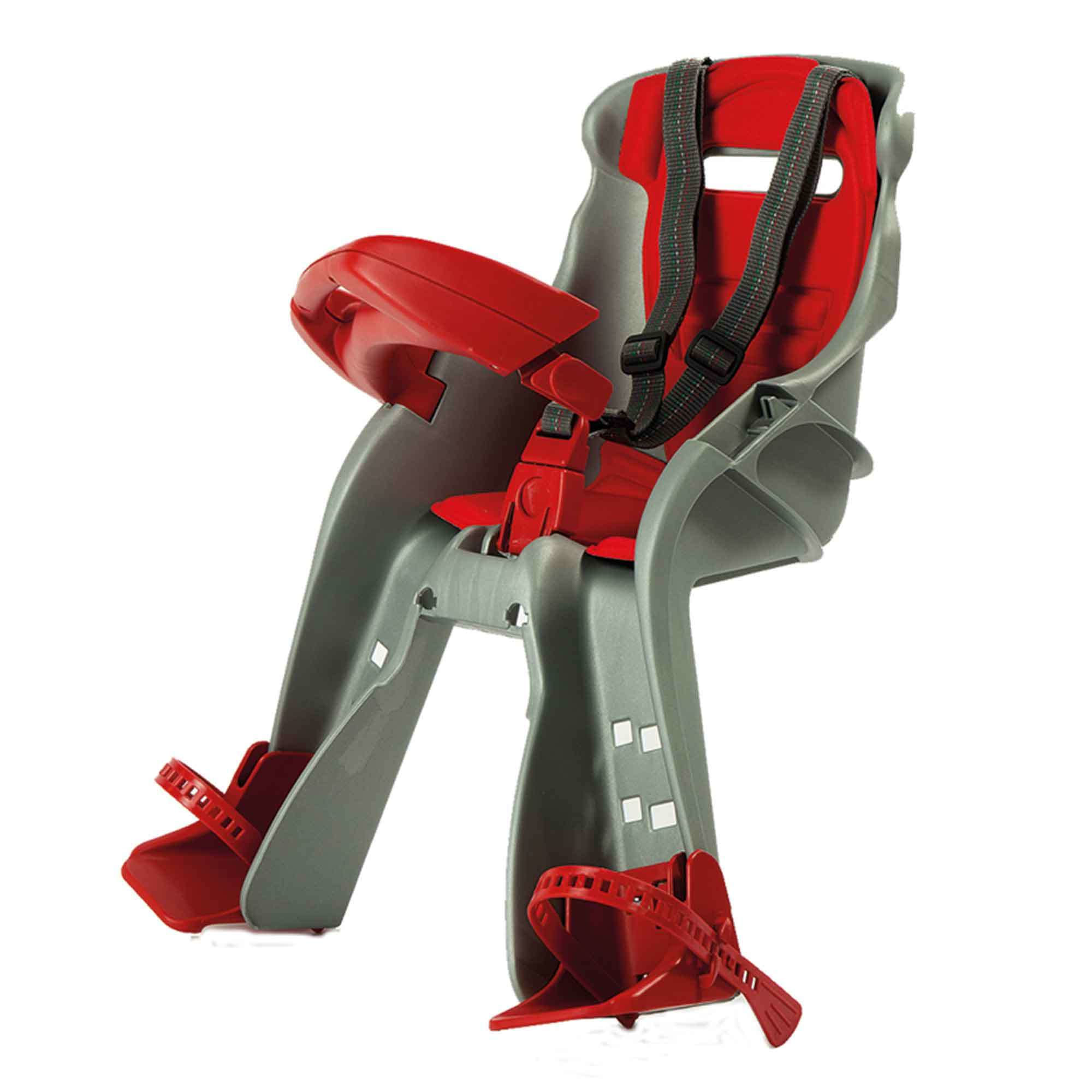 Okbaby Seggiolino bici Okbaby 760 ORION Anteriore Argento e Rosso, per pedalate in sicurezza