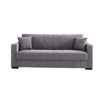 Divano Grigio Pronto Letto con Contenitore 3 Posti in Tessuto Reclinabile Sofa