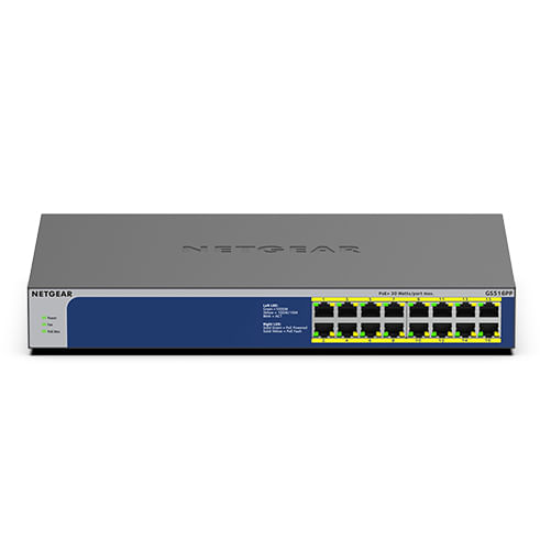 NETGEAR-GS516PP-Non-gestito-Gigabit-Ethernet--10-100-1000--Supporto-Power-over-Ethernet--PoE--Blu-Grigio