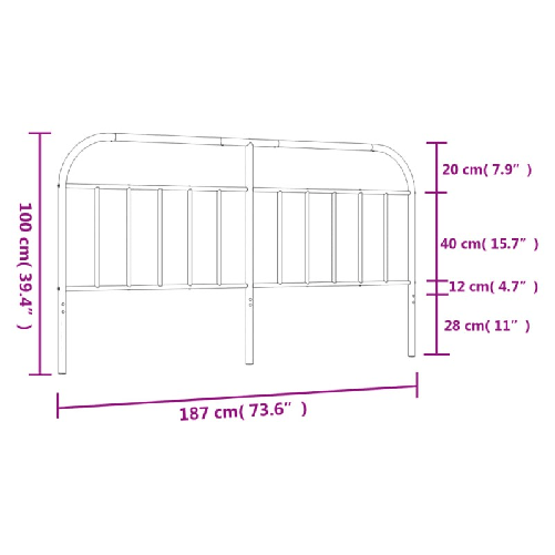 vidaXL-Testiera-in-Metallo-Nero-180-cm