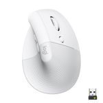 Logitech Lift Mouse Ergonomico Verticale, Senza Fili, Ricevitore Bluetooth o Logi Bolt USB, Clic Silenziosi, 4 Tasti