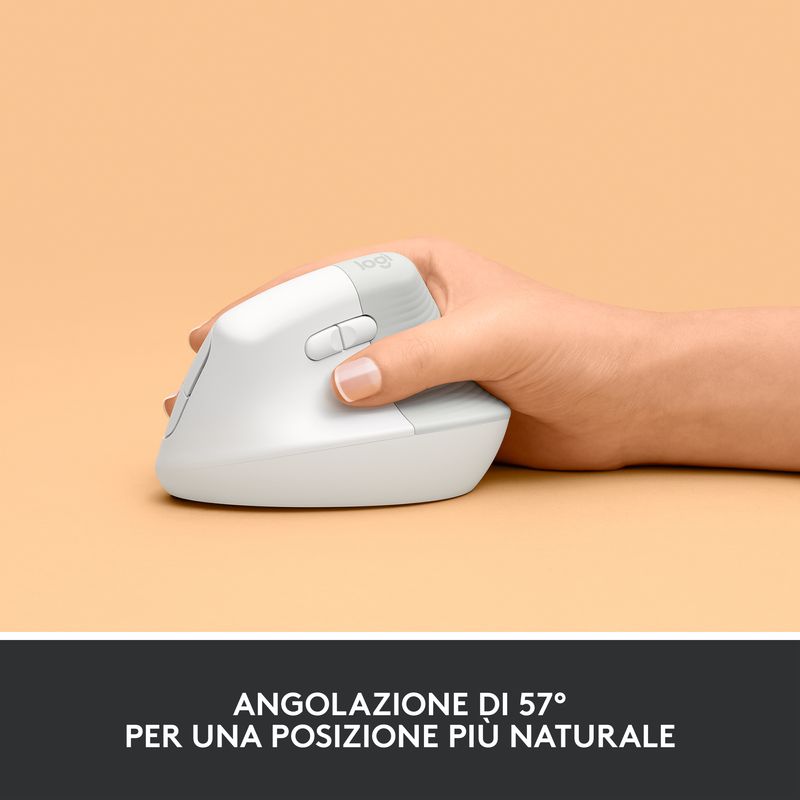 Logitech-Lift-Mouse-Ergonomico-Verticale-Senza-Fili-Ricevitore-Bluetooth-o-Logi-Bolt-USB-Clic-Silenziosi-4-Tasti-Co