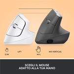 Logitech-Lift-Mouse-Ergonomico-Verticale-Senza-Fili-Ricevitore-Bluetooth-o-Logi-Bolt-USB-Clic-Silenziosi-4-Tasti-Co