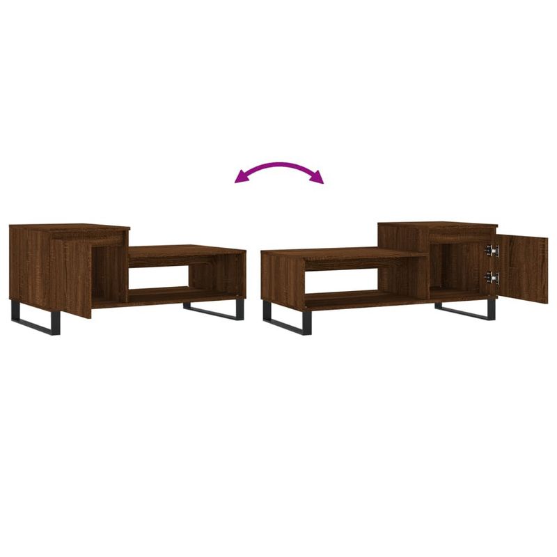 Tavolino-da-Salotto-Rovere-Marrone100x50x45cm-Legno-Multistrato