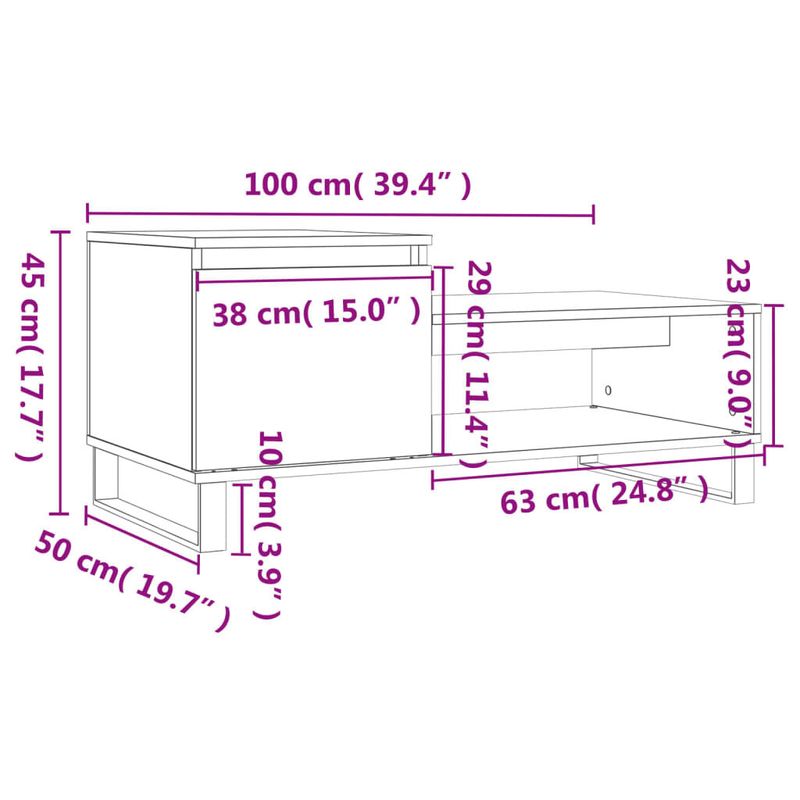 Tavolino-da-Salotto-Rovere-Marrone100x50x45cm-Legno-Multistrato
