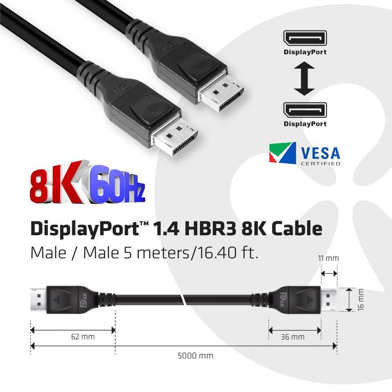 CLUB3D-DisplayPort-1.4-HBR3-8K-Cable-M-M-5m--16.40ft