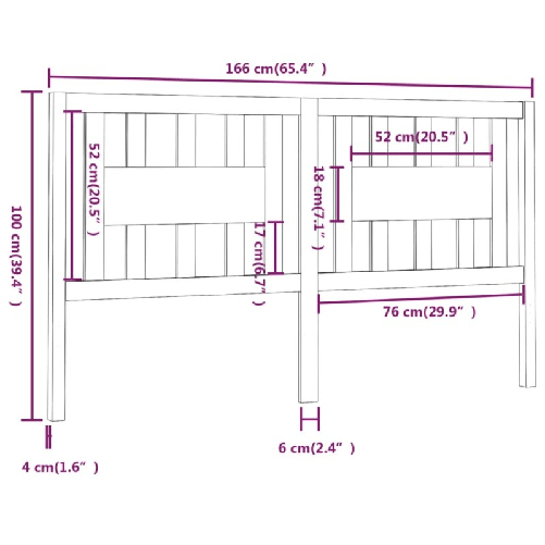 Testiera-per-Letto-Nera-166x4x100-cm-in-Legno-Massello-di-Pino