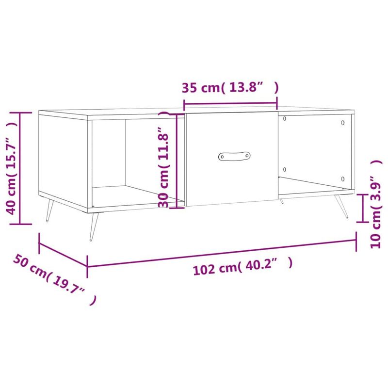 vidaXL-Tavolino-da-Salotto-Bianco-102x50x40-cm-in-Legno-Multistrato