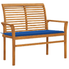 vidaXL-Panca-da-Giardino-con-Cuscino-Blu-Reale-112-cm-in-Legno-di-Teak