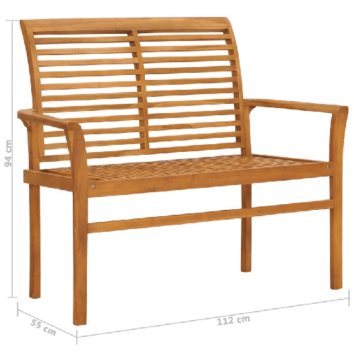 vidaXL-Panca-da-Giardino-con-Cuscino-Blu-Reale-112-cm-in-Legno-di-Teak