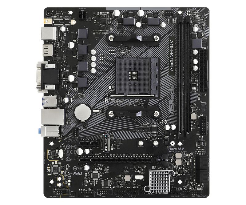 Asrock-A520M-HDV-scheda-madre-Presa-AM4-micro-ATX--Asrock-A520M-HDV-AMD-A520-AM4-Micro-ATX-2-DDR4-VGA-DVI-HDMI-M.2-