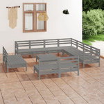 vidaXL-Set-Salotto-da-Giardino-12-pz-in-Legno-Massello-di-Pino-Grigio
