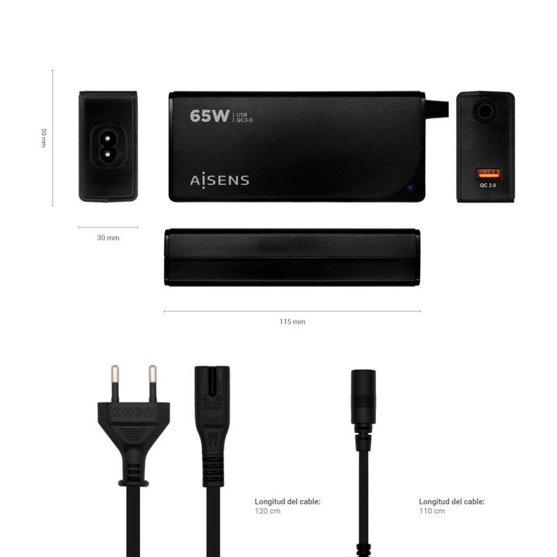 AISENS-ASLC-65WAUTO-BK-adattatore-e-invertitore-Interno-65-W-Nero