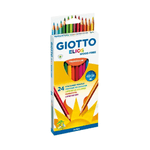 Giotto Elios Giant legno gigante pacchetto libero di 24 colori triangolari - senza legno - Mine 5 mm - colori ordinati