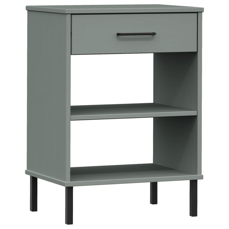 Mobile-Consolle-Gambe-Metallo-Grigio-Legno-Massello-Pino-OSLO