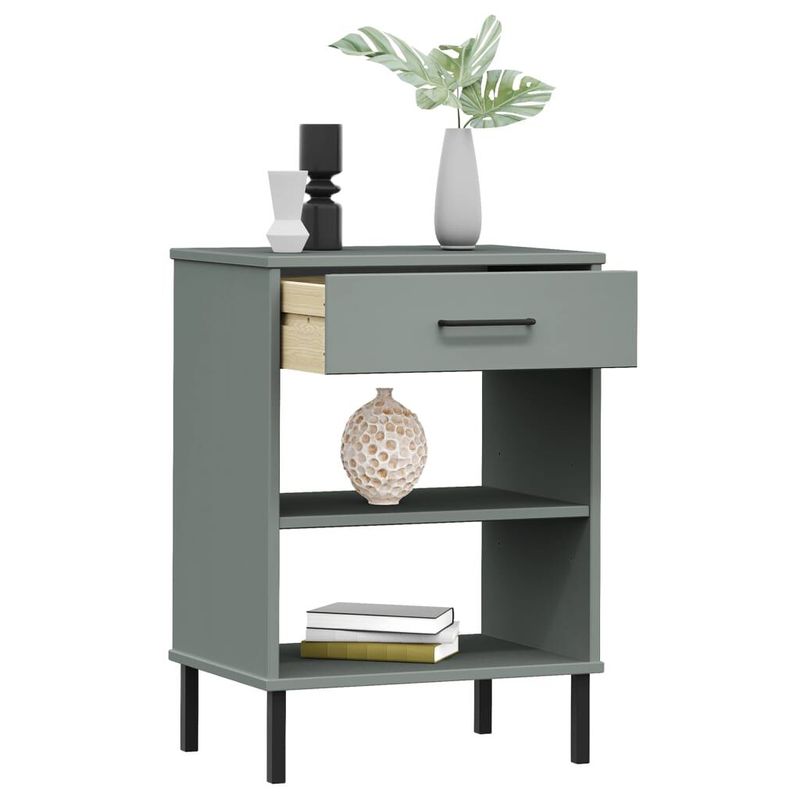 Mobile-Consolle-Gambe-Metallo-Grigio-Legno-Massello-Pino-OSLO