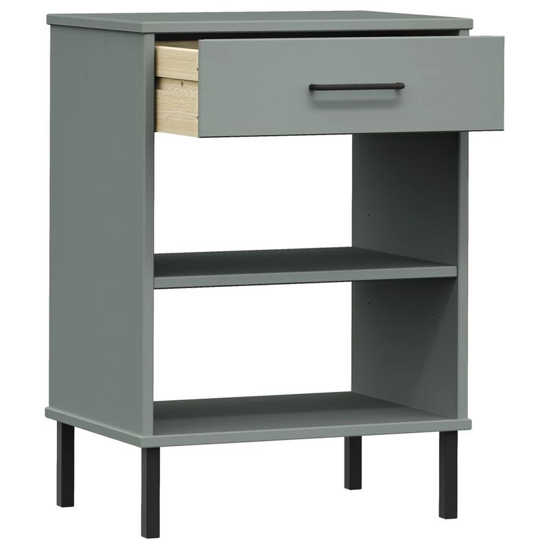Mobile-Consolle-Gambe-Metallo-Grigio-Legno-Massello-Pino-OSLO