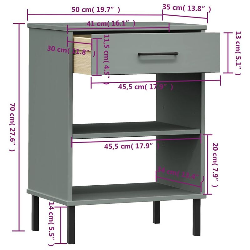 Mobile-Consolle-Gambe-Metallo-Grigio-Legno-Massello-Pino-OSLO