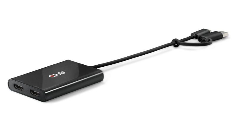Club3D-Video-Splitter-Con-Displaylink-Usb-Type-C--Con-Adattatore-Type-A--A-Dual-Hdmi--4K60Hz-