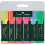 Faber-Castell Textliner 48 Pack de 6 Marcadores Fluorescentes - Punta Biselada - Trazo entre 1.2mm y 5mm - Tinta con Bas