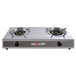 Fornello a Gas Muvip Serie Strong in Acciaio Inox 2 fuochi - Accensione Piezoelettrica - Bruciatore in Ghisa Rimovibile