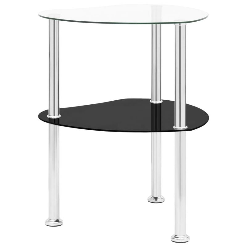 vidaXL-Tavolino-2-Livelli-Trasparente-Nero-38x38x50-cm-Vetro-Temperato