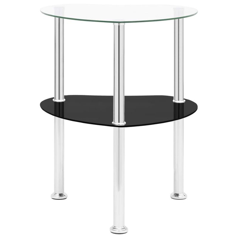 vidaXL-Tavolino-2-Livelli-Trasparente-Nero-38x38x50-cm-Vetro-Temperato