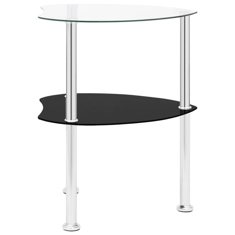 vidaXL-Tavolino-2-Livelli-Trasparente-Nero-38x38x50-cm-Vetro-Temperato