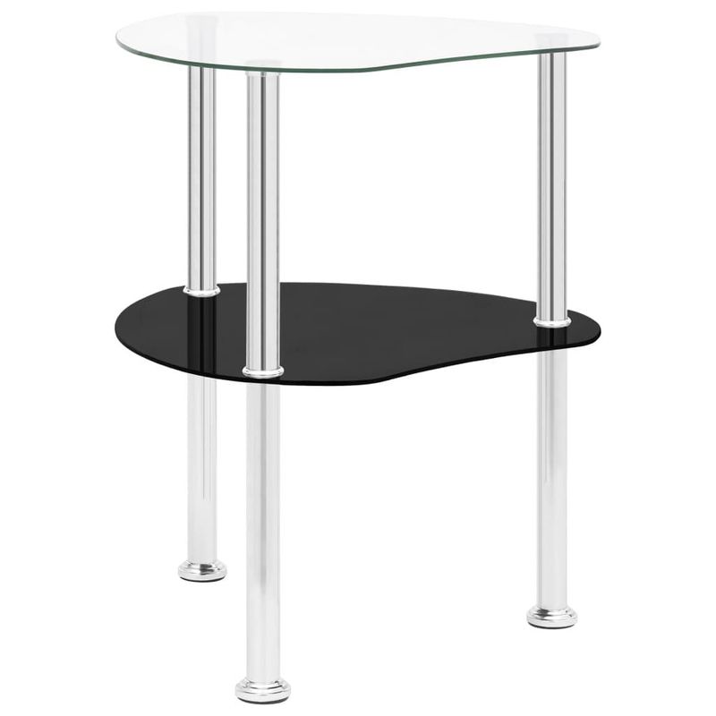 vidaXL-Tavolino-2-Livelli-Trasparente-Nero-38x38x50-cm-Vetro-Temperato