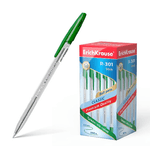 Penna a sfera Erichkrause R-301 Classic Stick 1.0 - Corpo esagonale trasparente - Punta da 10 mm - Inchiostro ad asciugatura rapida - Colore verde