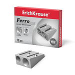 Erichkrause Ferro Plus - Temperamatite doppio in alluminio - Impugnatura ergonomica - Due fori da 8 mm e 11 mm - Lama in