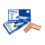 Petrus Confezione da 4 scatole da 1.000 punti metallici in rame 22/6 - Fino a 30 fogli - Perno da 6 mm