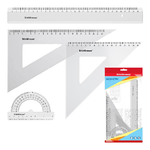 Set geometria grande Erichkrause - Righello da 30 cm - Quadrato da 16 cm/45º - Quadrato da 22 cm/60º - Goniometro da 180