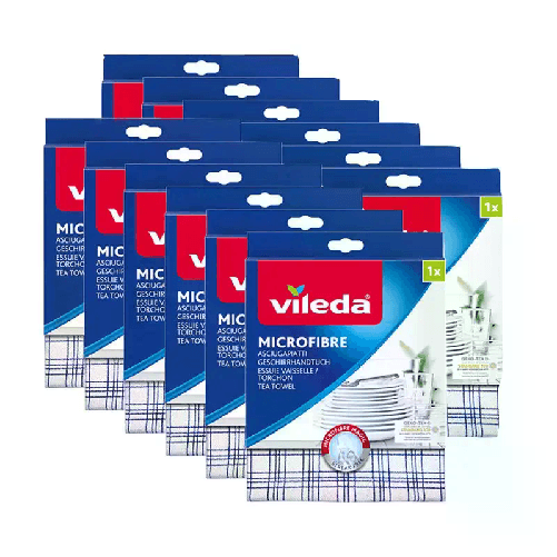 Vileda 12 panni VILEDA Microfibre Plus Asciugapiatti 55 x 40 cm panno microfibra Magic