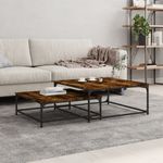 vidaXL-Tavolini-Impilabili-2-pz-Rovere-Fumo-in-Legno-Multistrato