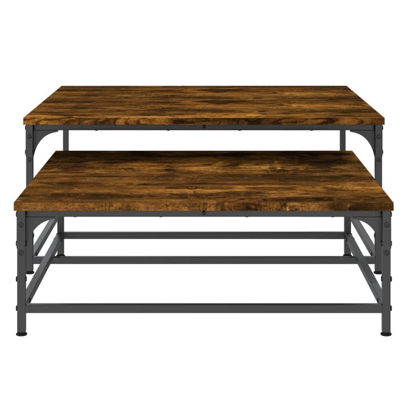 vidaXL-Tavolini-Impilabili-2-pz-Rovere-Fumo-in-Legno-Multistrato