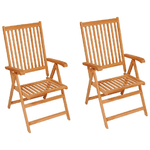 vidaXL-Sedie-da-Giardino-2-pz-con-Cuscini-Verdi-in-Massello-di-Teak