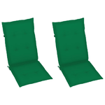 vidaXL-Sedie-da-Giardino-2-pz-con-Cuscini-Verdi-in-Massello-di-Teak