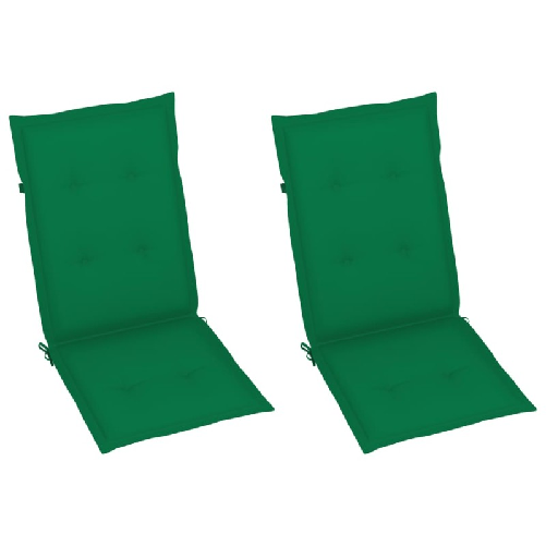 vidaXL-Sedie-da-Giardino-2-pz-con-Cuscini-Verdi-in-Massello-di-Teak