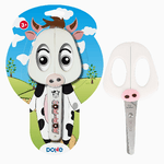 DOHE School Scissors for Children - acciaio inossidabile - punte arrotondate - custodia foglie - design della mucca