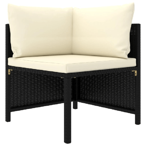 vidaXL-Divano-da-Giardino-a-4-Posti-con-Cuscini-Nero-in-Polyrattan